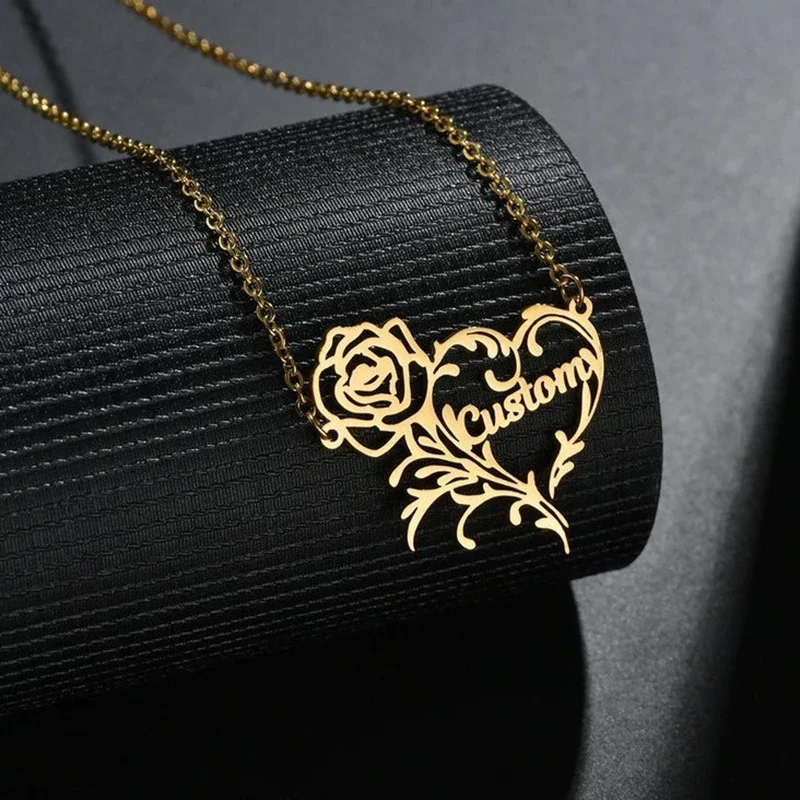Birth Flower Necklace - Collar con dije de corazón de