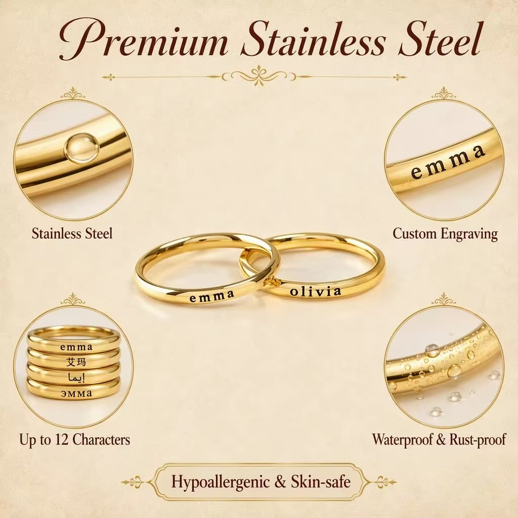 Anillos con nombre grabado per - Initial Ring Custom reseña y precio